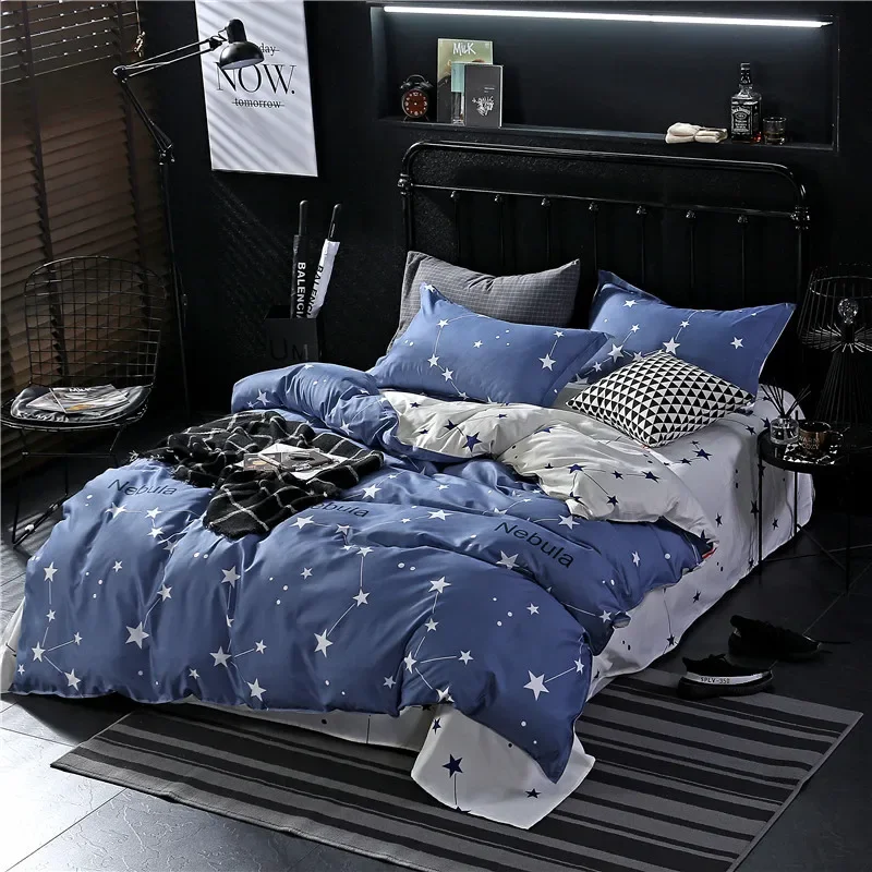 Home Bedding Set Star Printed 240X220 Duvet Cover King Size Sets Print With Pillowcase Single Double Queen Quilt Cover Bed Sets