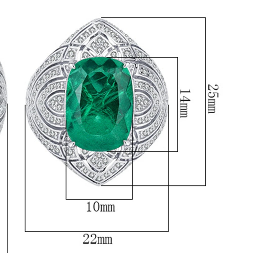 Imagem -06 - Kqdance Luxo 925 Prata Esterlina com Verde Grande 10 Quilates Coxim Corte Criado Esmeralda Anel de Pedra Preciosa para Mulheres Jóias Finas