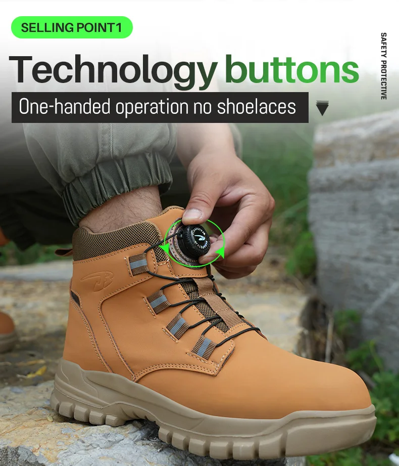 Neue Sicherheitsstiefel für Männer, unzerstörbare Arbeitsschuhe, Sneakers mit Stahlkappe, Schutzstiefel, stoßfest, durchtrittsicher, wasserdicht. – Detail 5