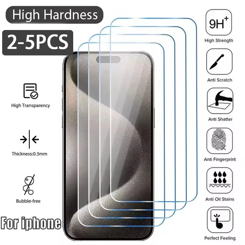 2-5PCS Full Cover Glass For IPhone 18 17 Pro Max 16 15 14 Plus 16 15 14 13 12 11 Pro X XS Dustproof Screen Protectors Compatible