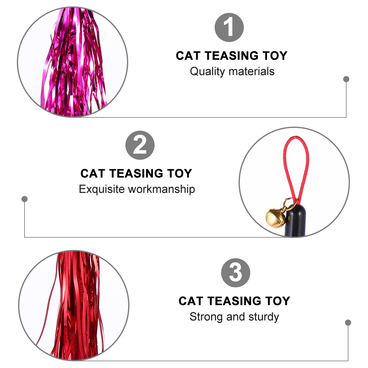 

10pcs Cat Replacement Cat Teaser Tassels Attachments Durable Material Pet Teaser Stick