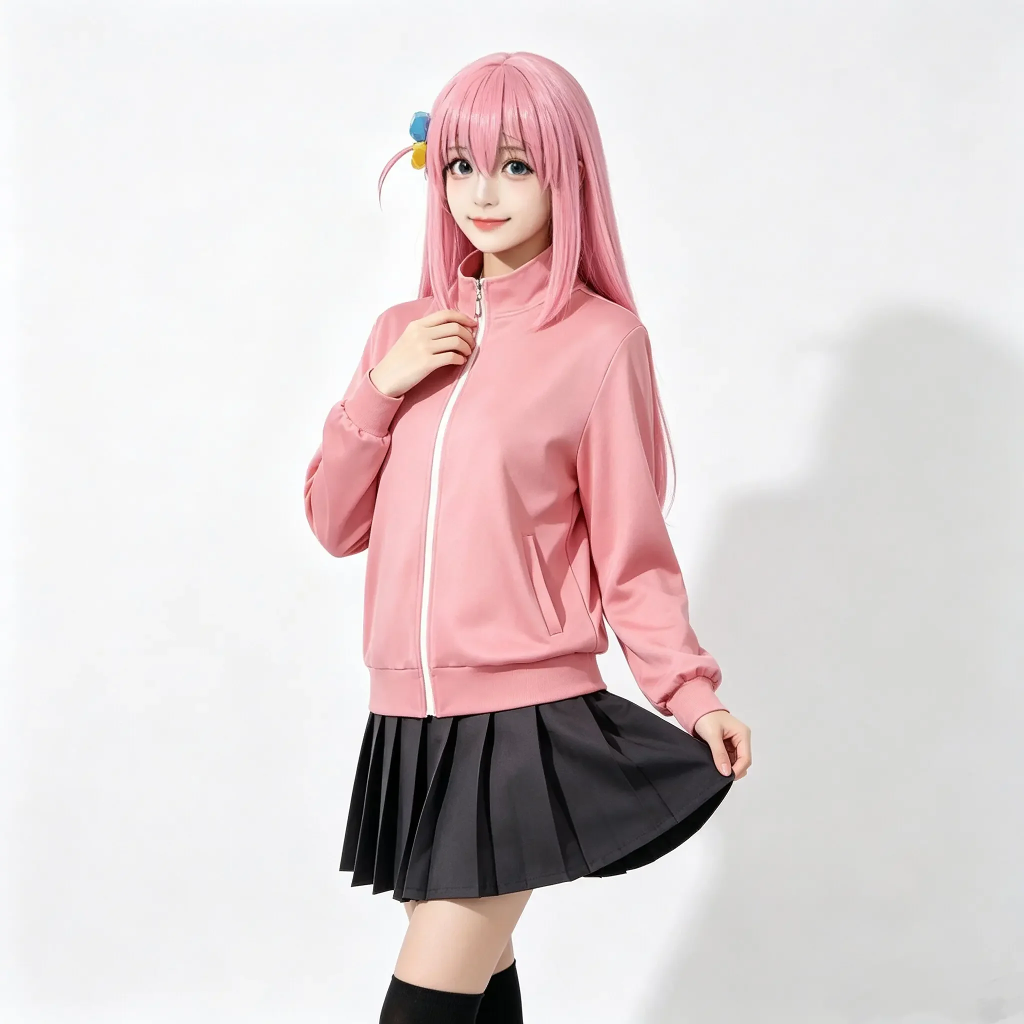 2026 New Halloween Anime Bocchi the Rock Gotou Hitori Cosplay Costume Yamada Ryou Pink Coat Skirt Jk Uniform Halloween Outfits