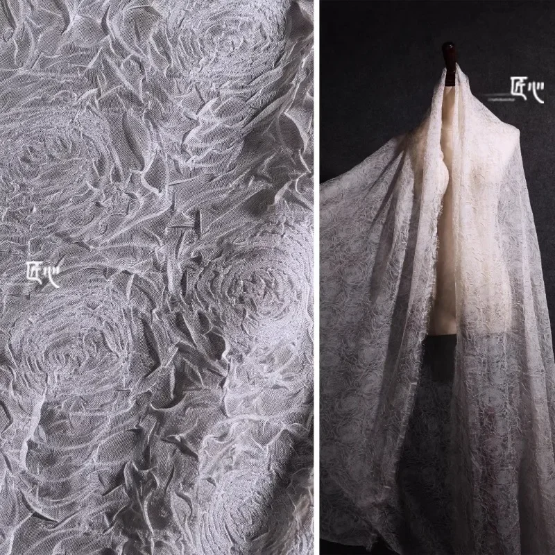 

White Chiffon Fabric Soft Smooth Wedding Dresses Designer Cloth Apparel Sewing By Meters Diy Polyester Material
