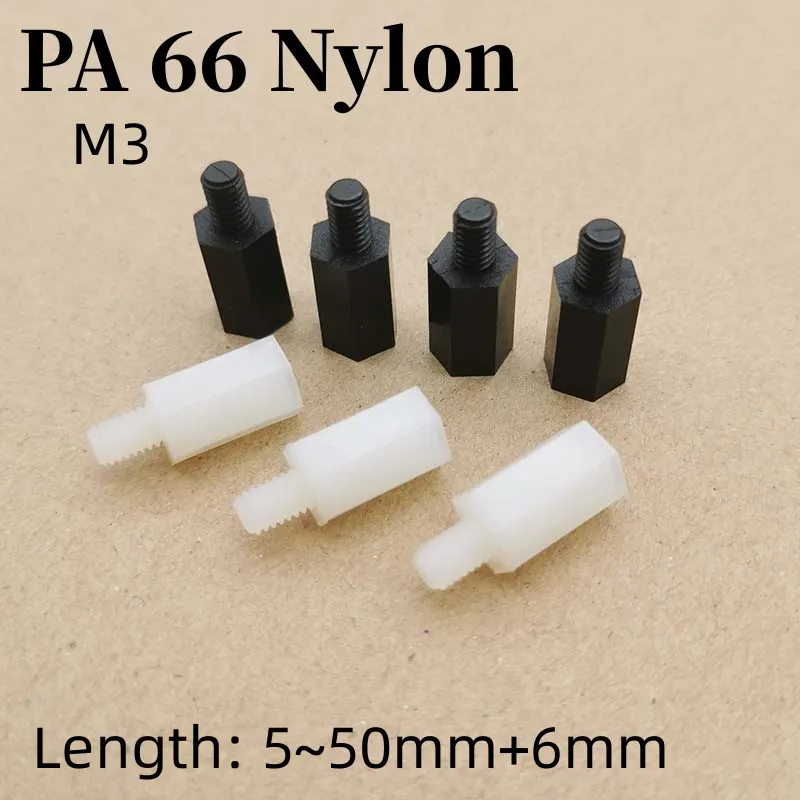 

10/50/100 Pcs Male To Female Nylon Standoff M3 White Black PCB Nylon Standoff Spacer Column Plastic Spacing Screws