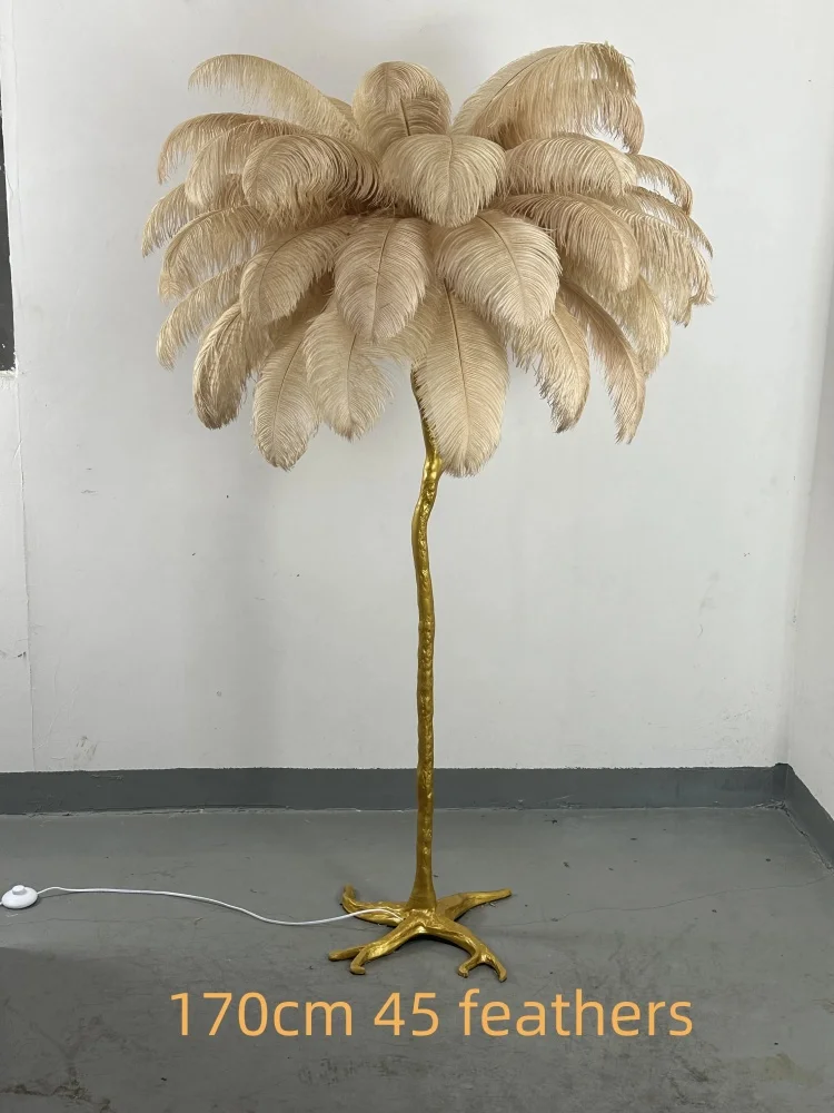 Nordic Feather Floor Lamp Indoor Light Luxury Living Room Home Decor Bedside Sofa Vertical Light E27 Standing Light Fixtures - view 3