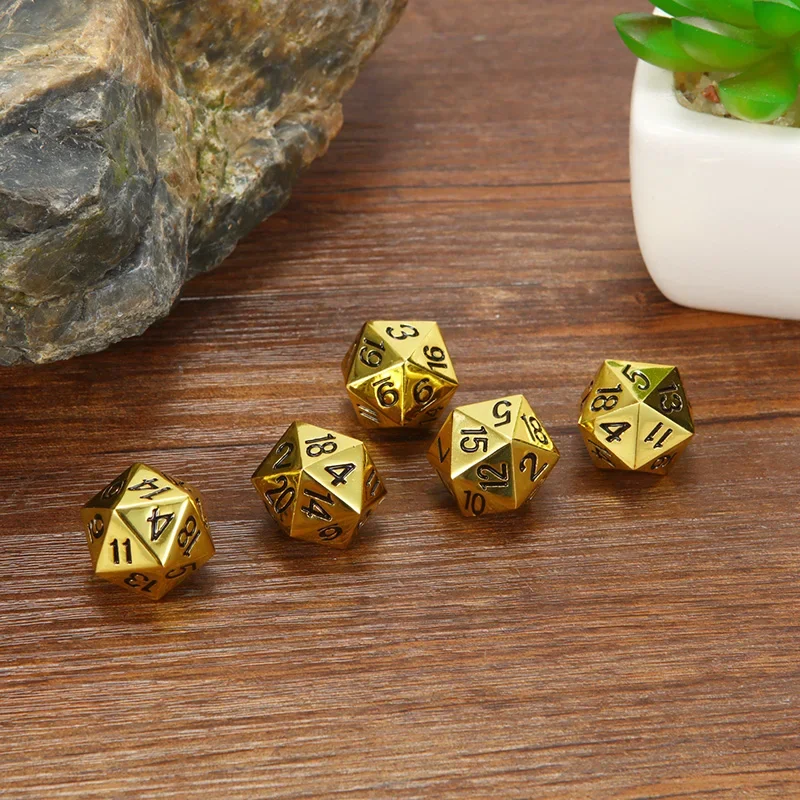 1 Piece 20 Sided Decider Golden/Bronze Metal Funny Dice Standard  Board Game Acessorios