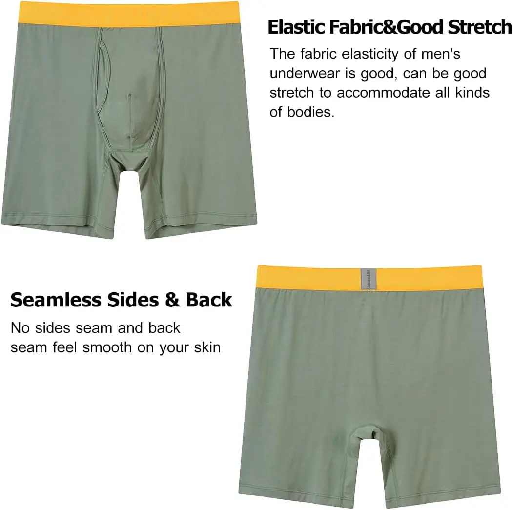 ZONBAILON Multiple Pack Men's Bamboo Viscose Long Leg Boxer Briefs Underwear M L XL 2XL 3XL