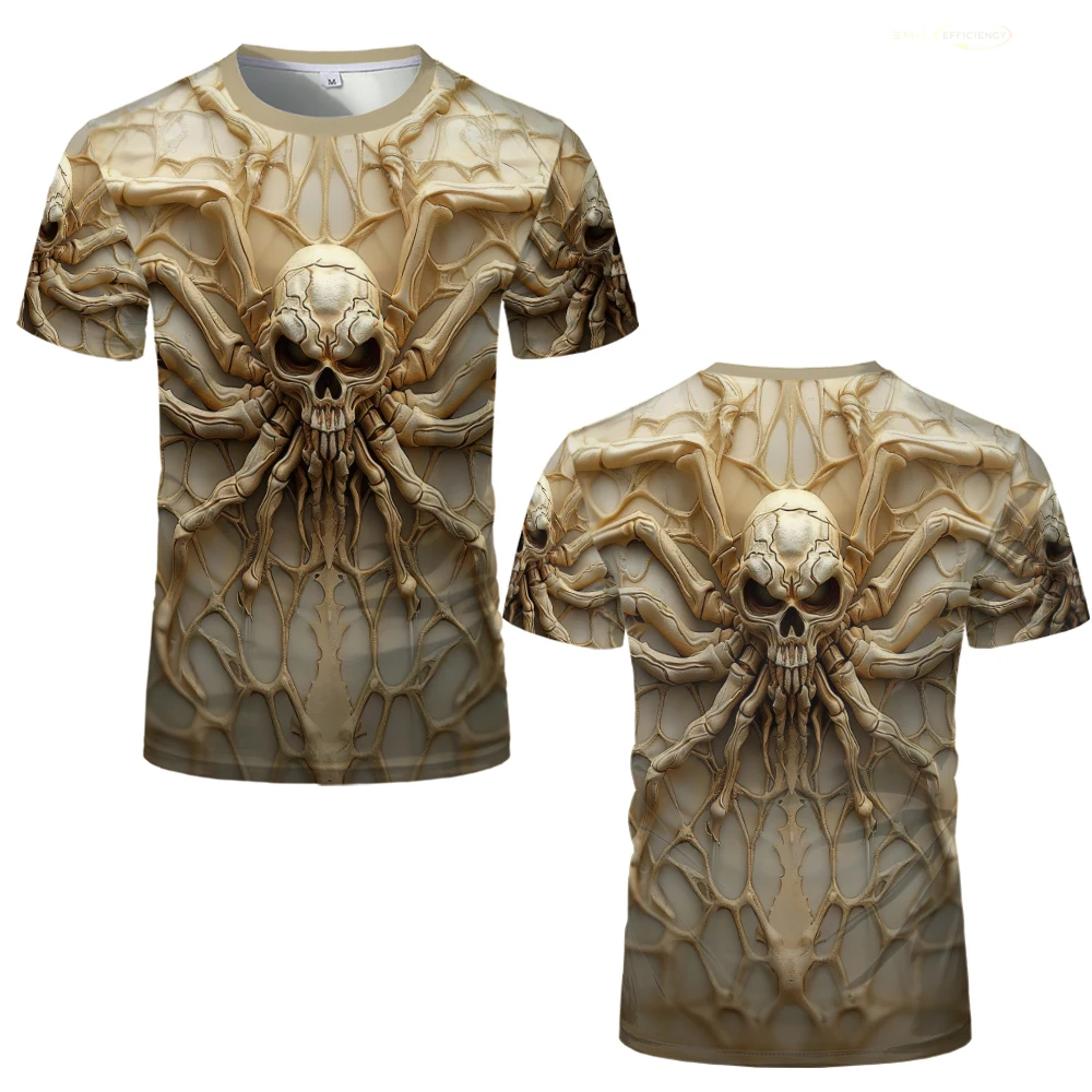 

Funny 3D Spider Skull Print T Shirt For Men Summer Oversized Short Sleeve T-shirts Casual O-neck Tops Street Trend Men's Clothes