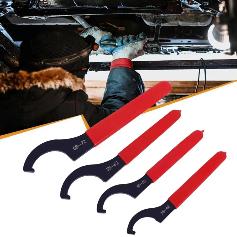 

45-48HRC Hook Wrench Spanner Black Oxidized For Round Nut C Wrench Tools Type 38-42mm/45-52mm/55-62mm/68-72mm Anti Slip Handle