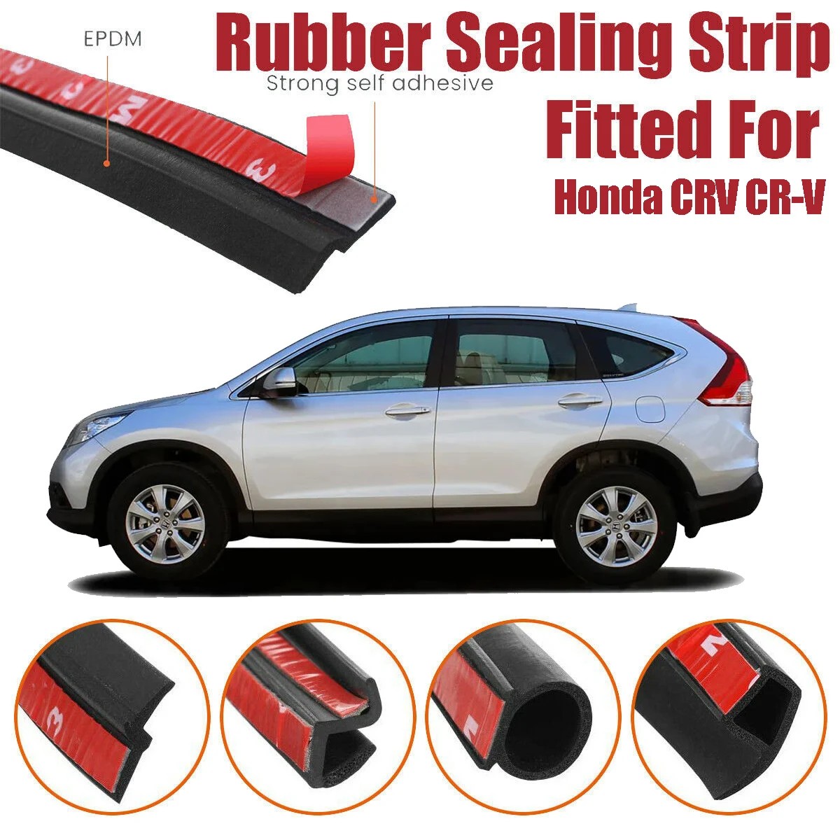 Door Seal Strip Kit Self Adhesive Window Engine Cover Soundproof Rubber Weather Draft Noise Reduction For Honda CRV CR-V