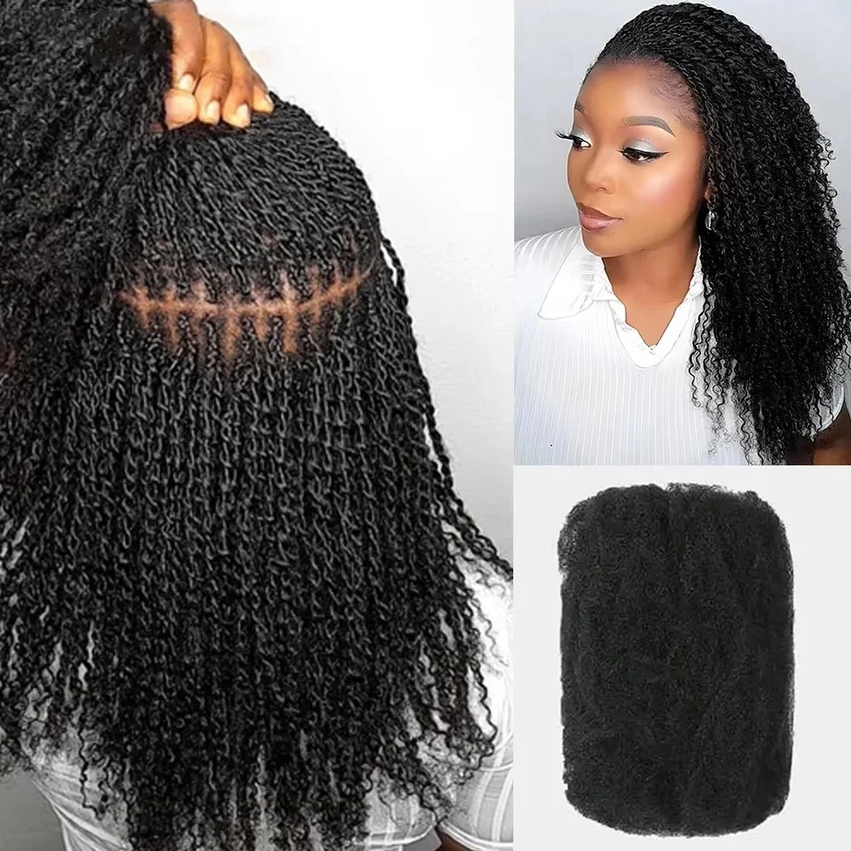 Afro Kinky Human Hair for Locs 1 Pack Braids Hair Afro Kinky Bulk Human Hair For Dreadlock Extensions Loc Repair Braiding Twist