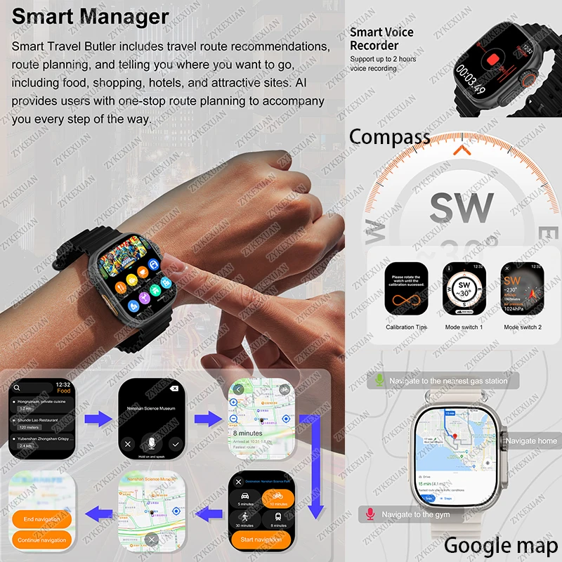 DT Ultra 3 Smartwatch Amoled Screen 4GB MP3 MP4 Player Bluetooth Network Sharing APP Store ChatGPT Smart AI Watch Men Sportwatch