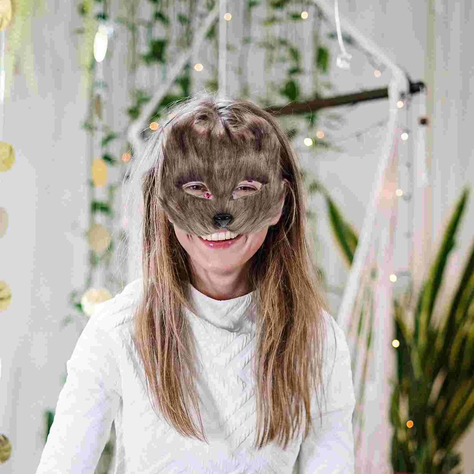 Masques d'animaux en peluche pour couple, olympiques d'Halloween, renard LYus, photomaton, maquillage de Rh