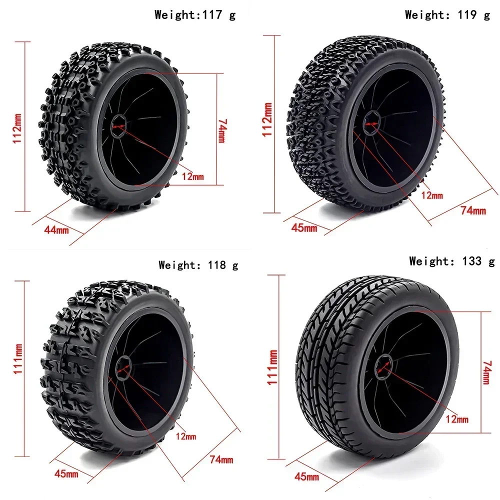 Neumáticos de camión de campo corto, rueda hexagonal de 12mm para Slash Arrma Senton HuanQi 112 Vkar 10sc Hpi Rc Car, 2 piezas, 1/10mm, 727