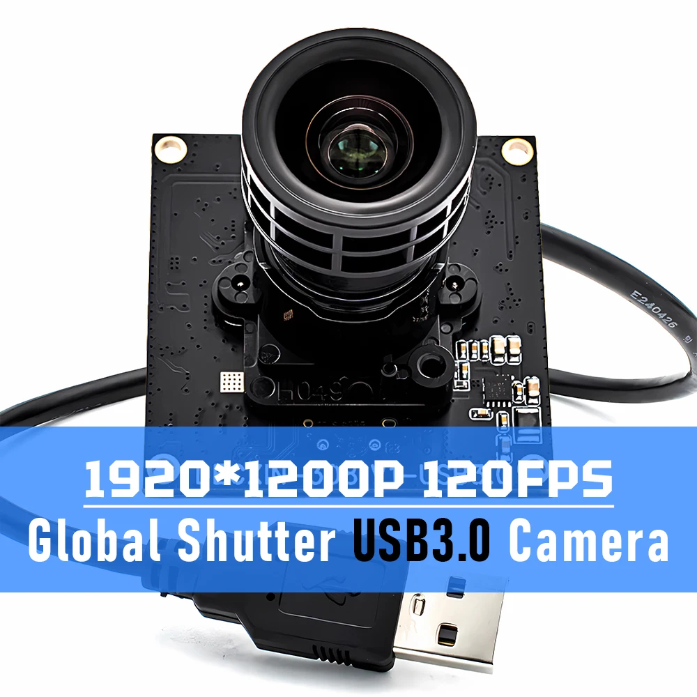 

USB3.0 Global Shutter Camera 2.3MP 120FPS M16 Lens Industrial Camera, 1920x1200 Plug Play High Speed Machine Vision Security Cam