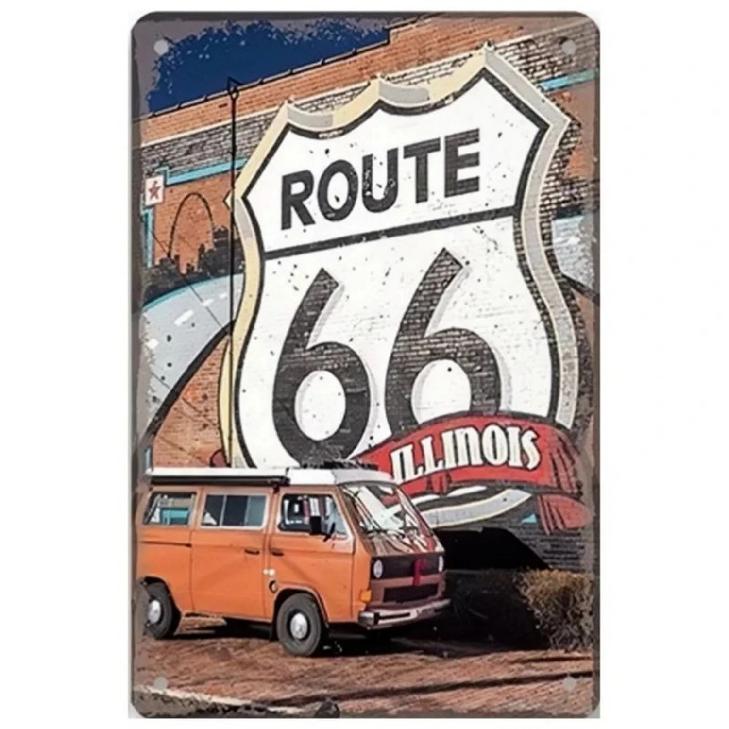 USA Route 66 Metal Tin Signs Wall Poster Plaque Warning Sign Vintage Iron Painting Decoration for Home Cafe Living Room Club Bar