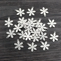 30pcs 12x14mm No Fade 316 Stainless Steel Flower Small Charms Pendant for DIY Necklace Bracelet Craft Jewelry Making Findings
