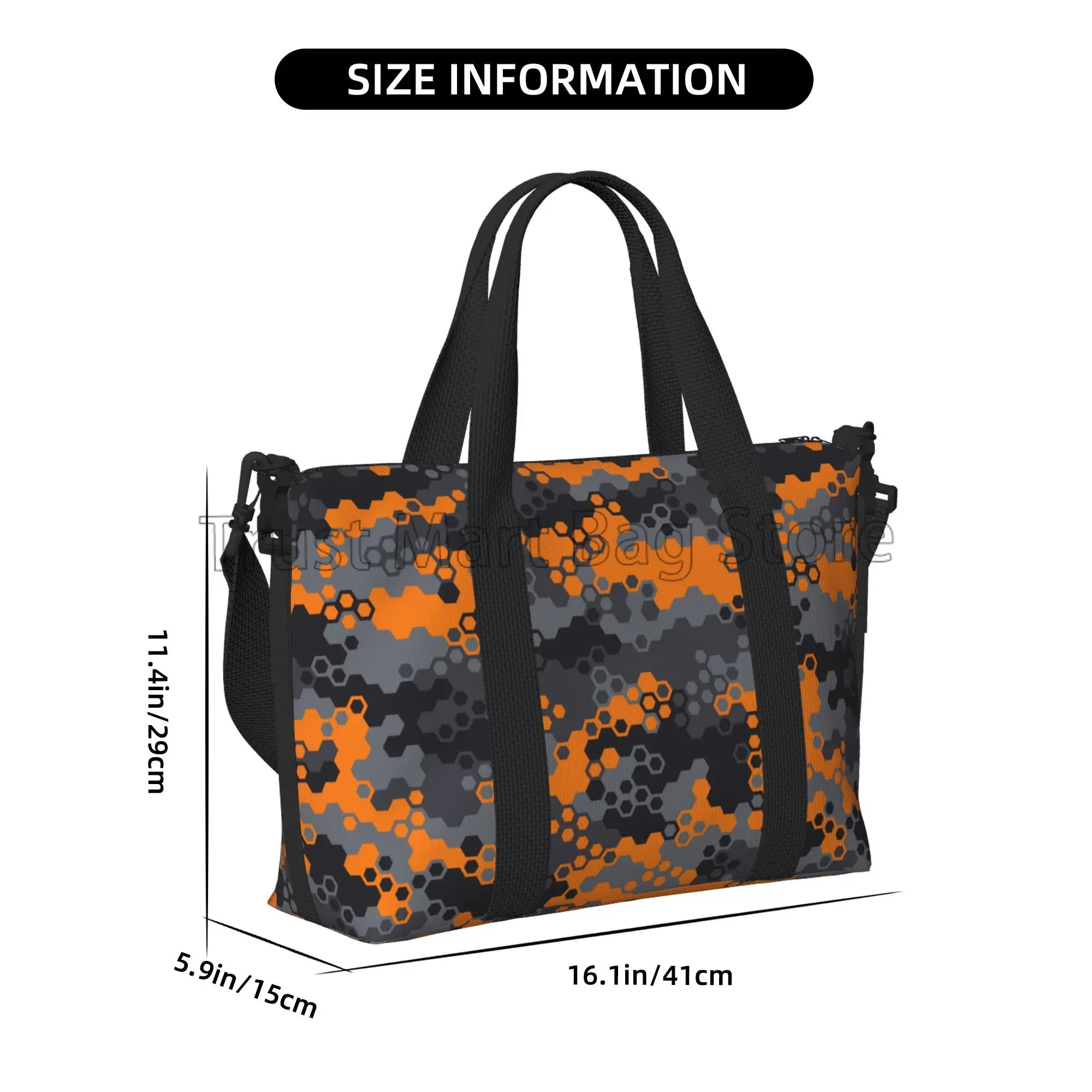 Bolsa de viaje con estampado de camuflaje naranja para hombres y mujeres, equipaje de mano de gran capacidad, bolsas de lona de viaje, bolsas de fin de semana multifuncionales