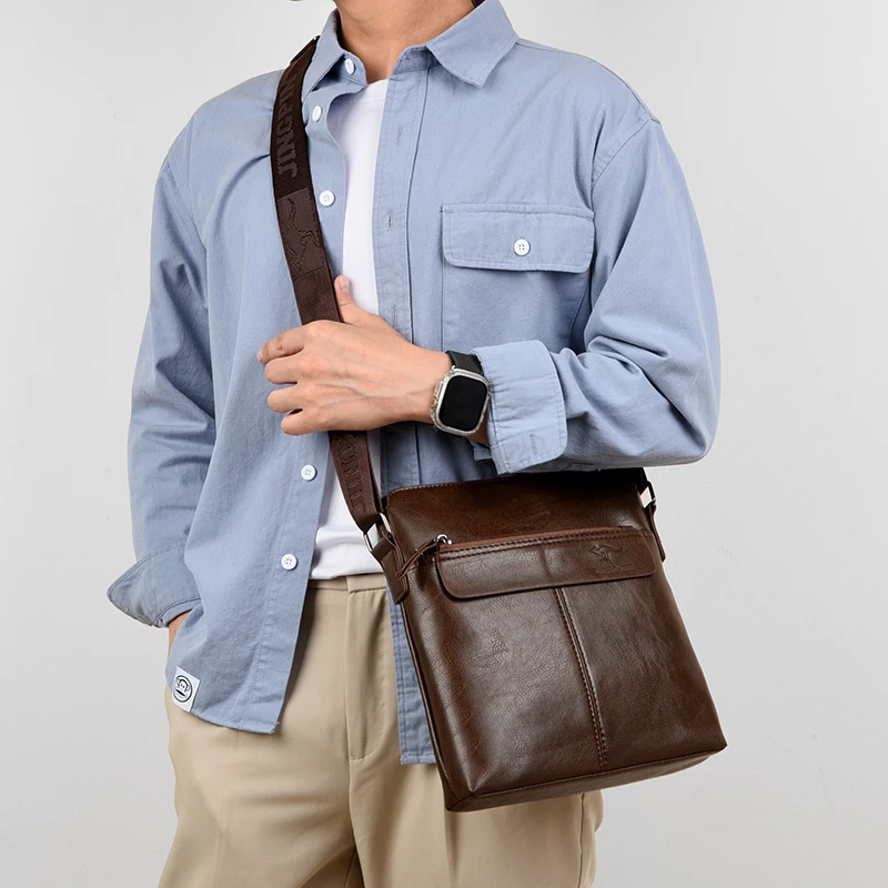Business-Casual-Rucksack für Herren, Umhängetasche aus PU-Leder mit mehreren Fächern und großem Fassungsvermögen – Detail 3