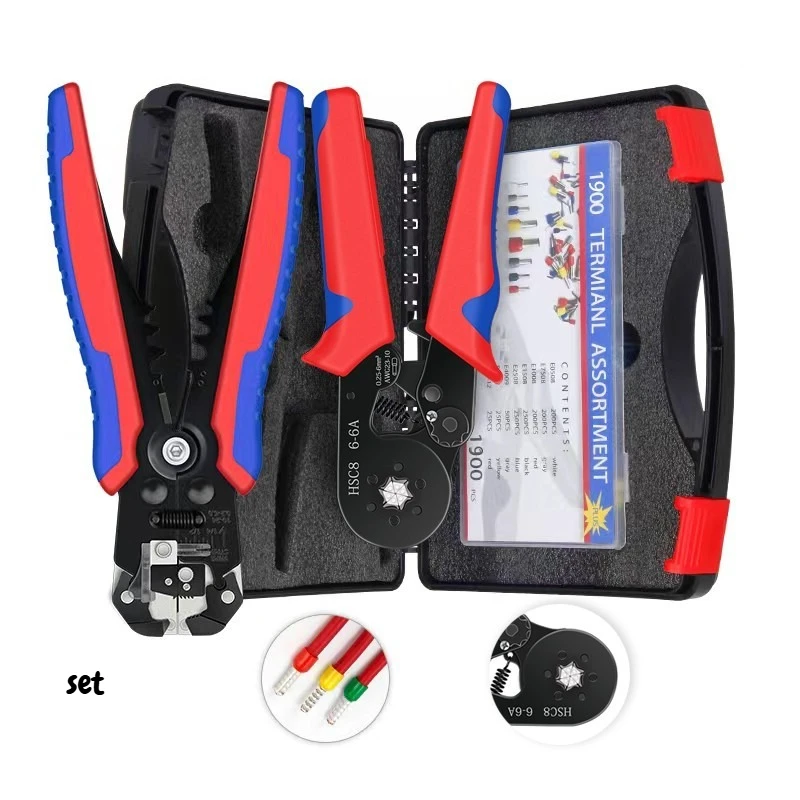 HSC86-4A+ Terminal Crimping Tool Set with Multi-function Wire Stripper, for Cold-press Terminals
