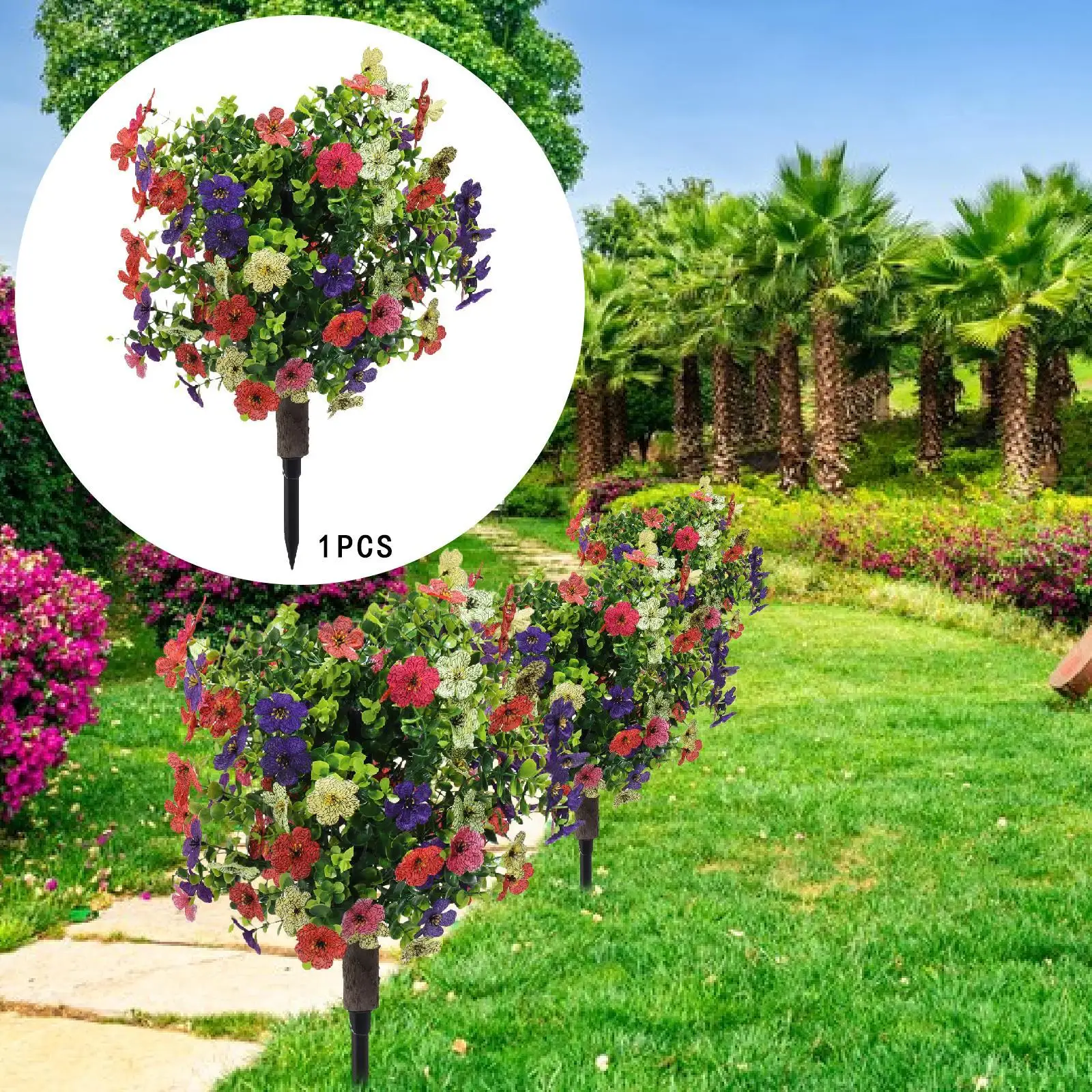 

Artificial Violet Flower Topiary Ball Easy to Install Realistic Bushes Plants for Balcony Planters Courtyard Lawn Indoor Outdoor