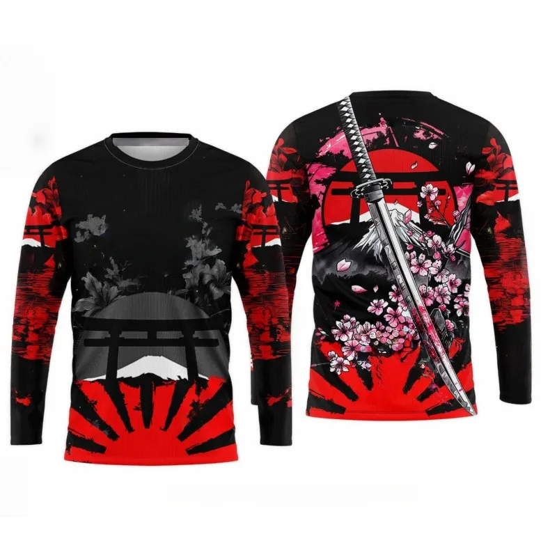 

Cyberpunk Japanese-style 3D Printed Long Sleeve! Dark Techwear, Mechanical Look Top, A Must-have for Trendy Boys