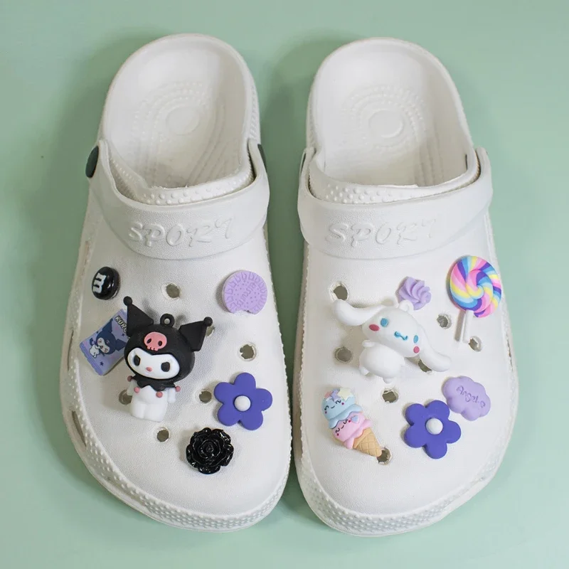 Подвески Sanrio Hello Kitty Croc Kawaii Kuromi Пряжка для обуви аксессуары тапочки для девочек DIY украшения для браслетов Croc Jibz подарок