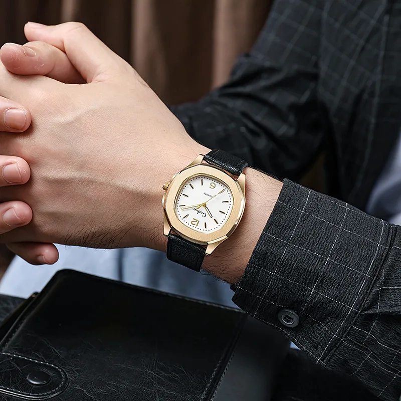 メンズ腕時計、カジュアルファッションベルト、エレガントなトレンドクォーツ時計