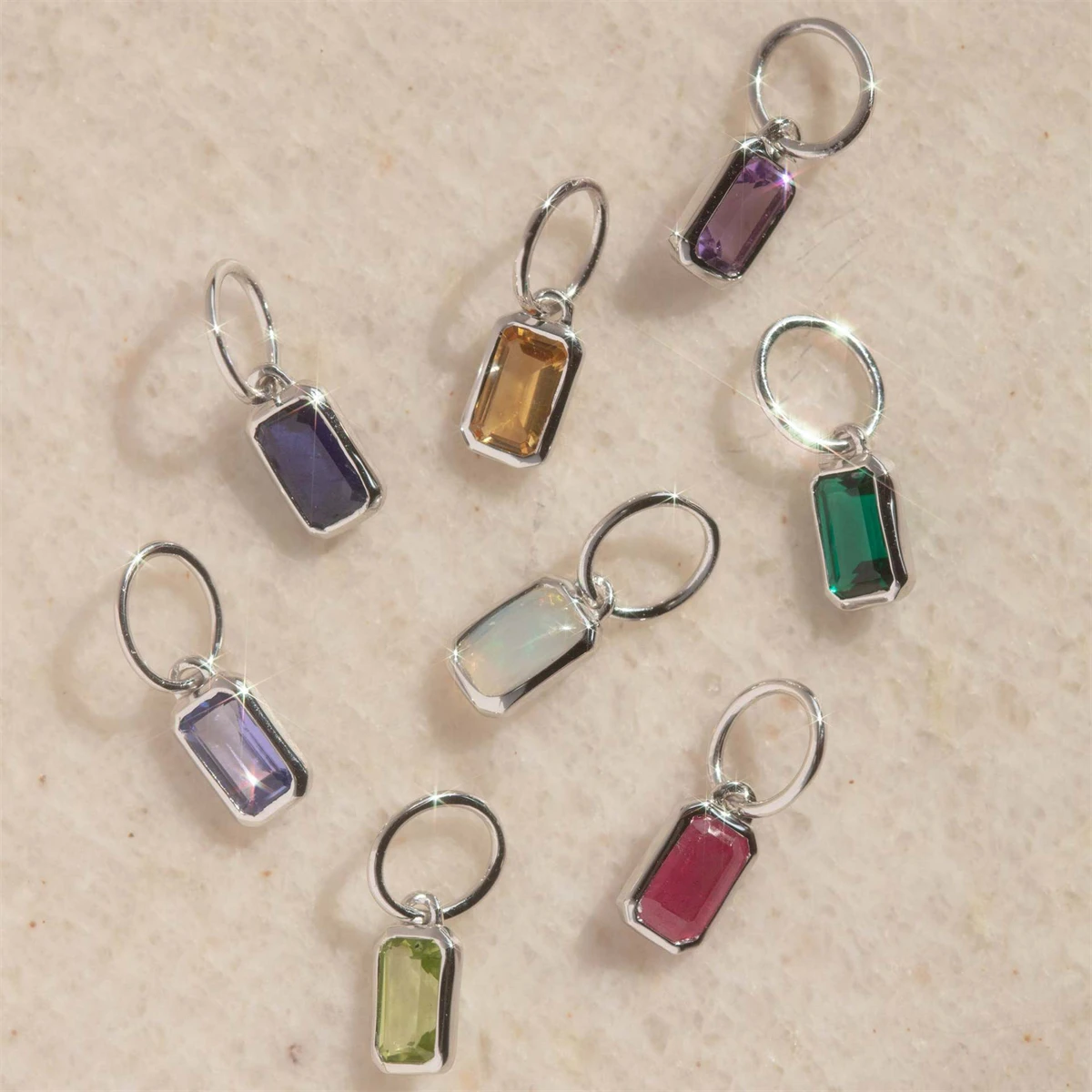 Stainless steel 12 birthstone pendant DIY accessories necklace block colored zircon pendant color preservation