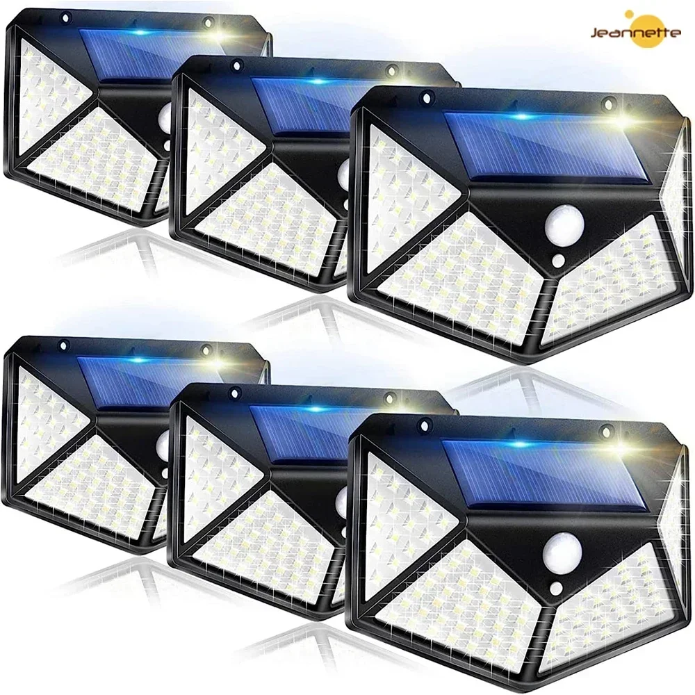 

1/2/4/6Pcs 100LED Solar Wall Lamp PIR Motion Sensor Human Induction Courtyard Waterproof Outdoor Stairs Powered Sunlight Light