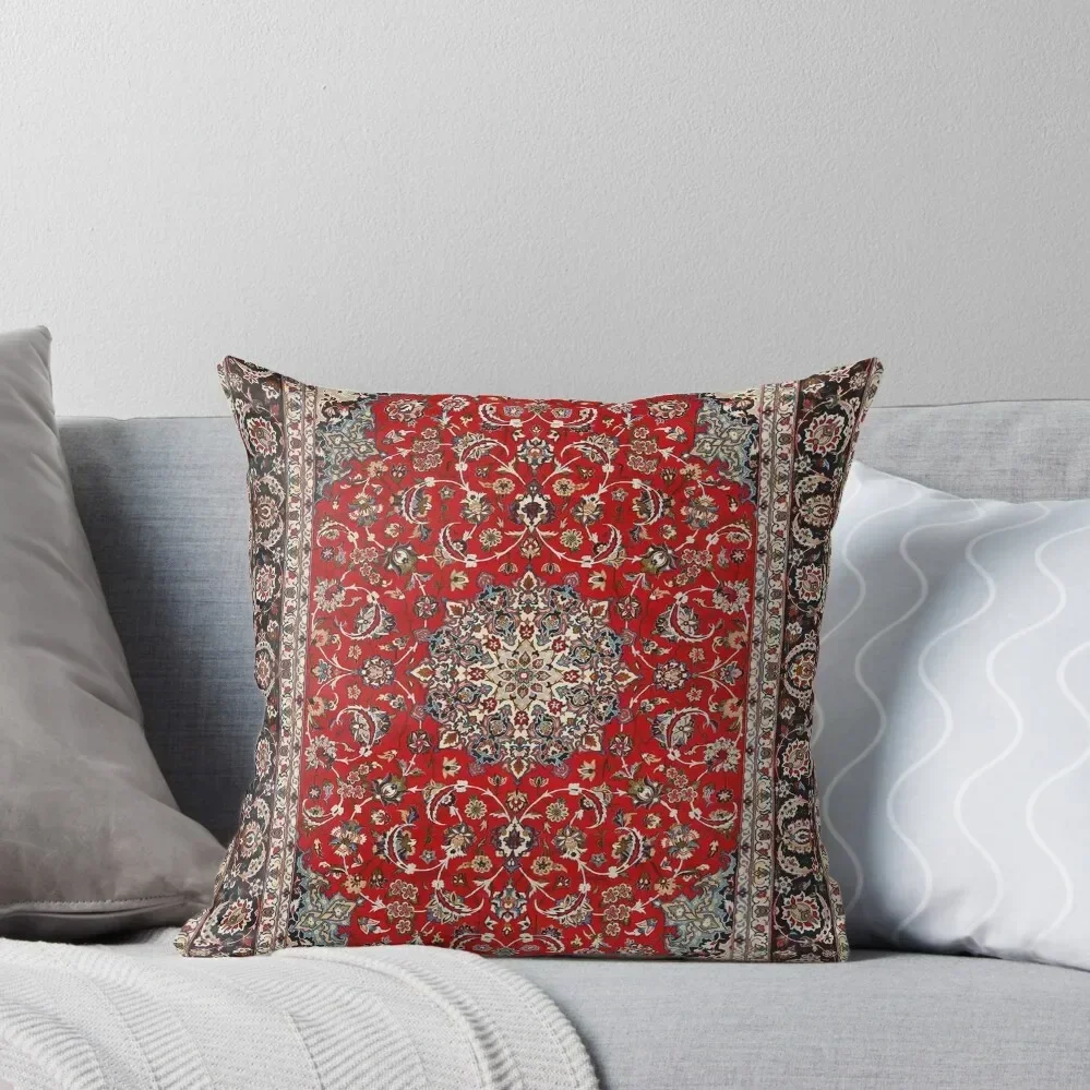 Fine Silk & Wool Isfahan Persian Rug Print Throw Pillow ornamental pillows christmas pillowcases Cusions Cover pillow