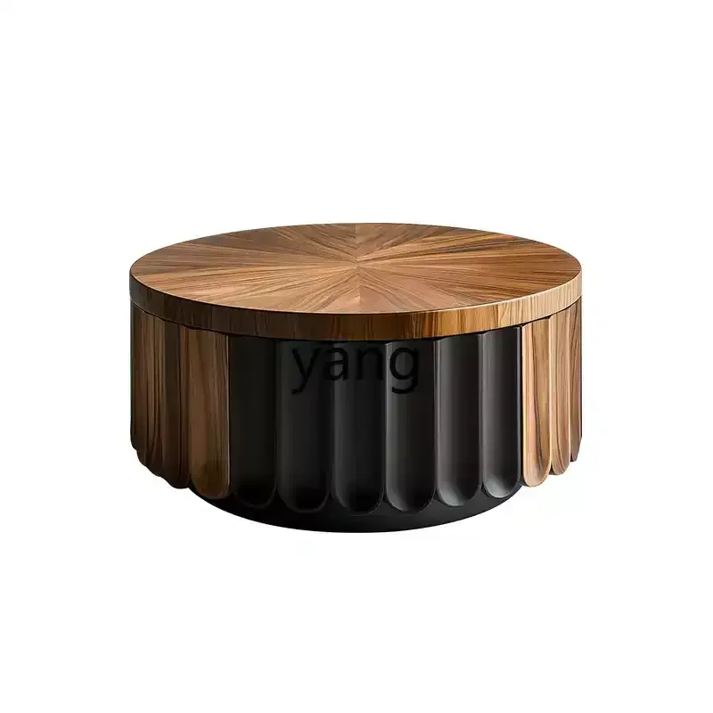 

Yjq high-end solid wood coffee table wabi-sabi wind personality art walnut living room sofa side table
