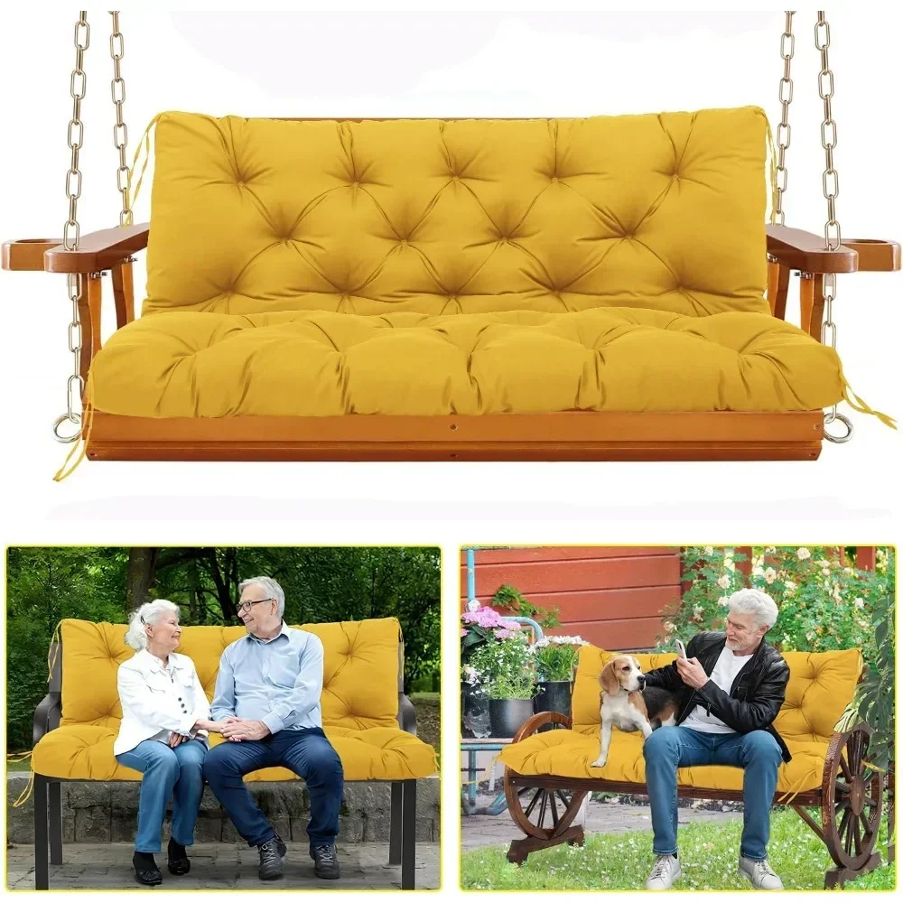 

Outdoor Porch Swing Cushions Replacement with Backrest 3 Seater Replacement Cushions 5" Thickened Swing Cushions with Ties