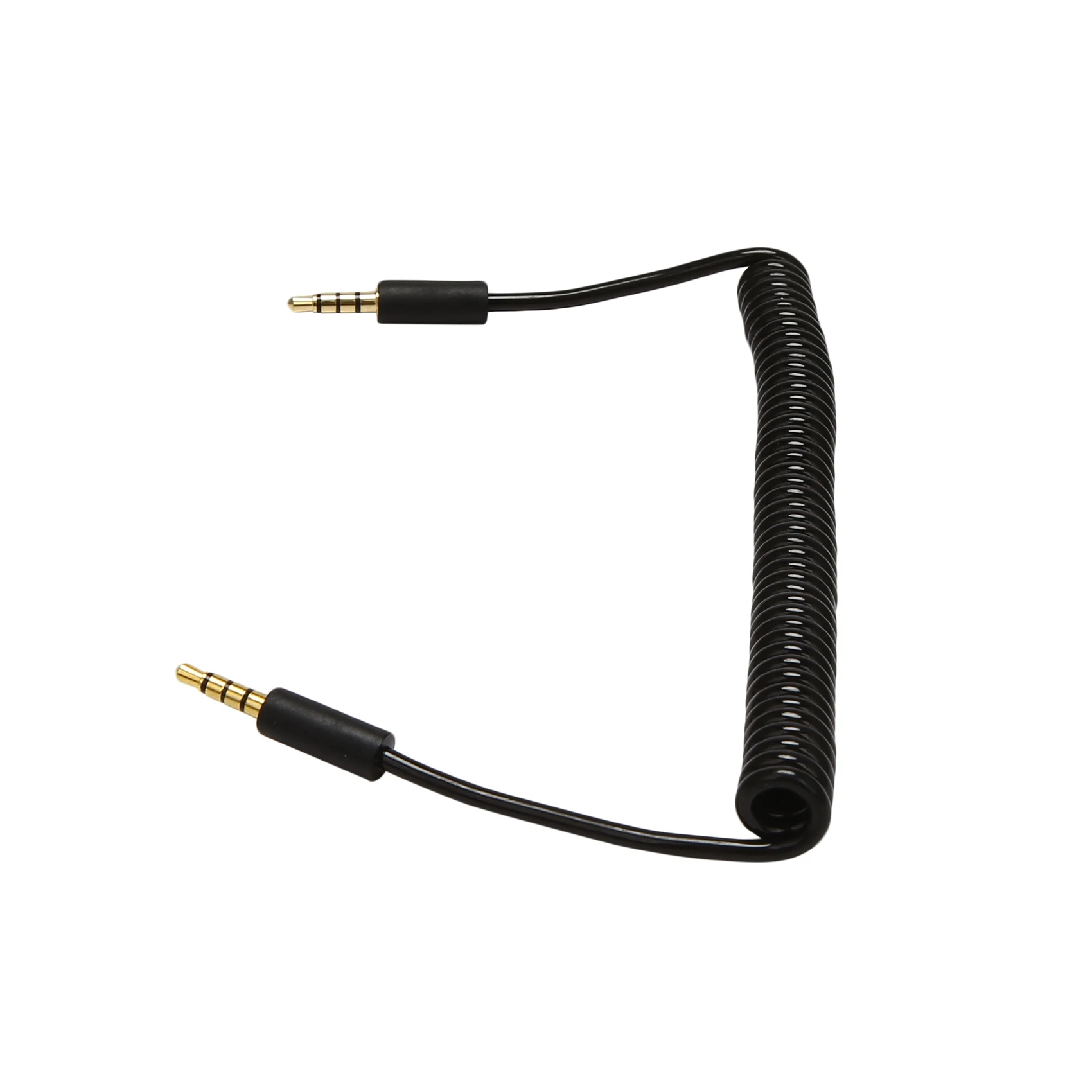 コイルスパイラルケーブル、3.5mmオス-オスジャック、4極延長、補助オーディオ、1.5m
