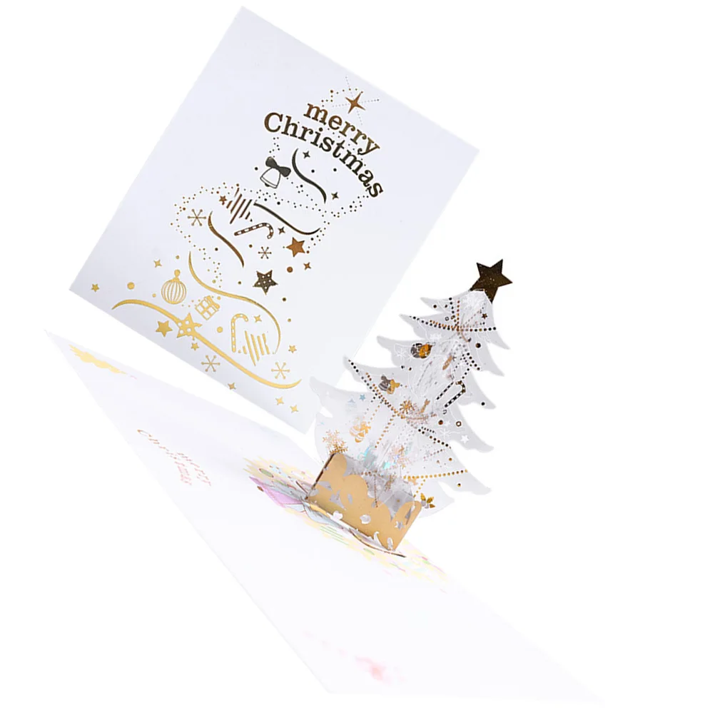 

3D Christmas Tree Card Holiday Greeting Card Popup Crystal Decorative Xmas Gift For Family Friends Party Supplies