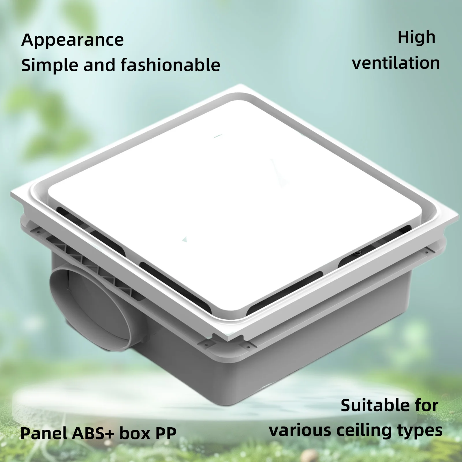 Household Exhaust Fan Automatic Air Detection Mute Ultra-thin Ball Bearing Room Kitchen Office Home White Ventilation Fan
