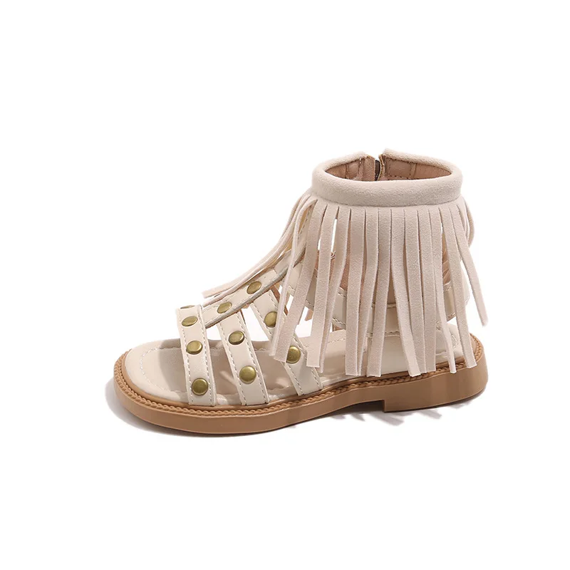 

Summer Sandals New Fashion Girl Shoes Tassel Soft Anti Slip Child Sandals Bohemian Beach Casual Roman Princess Shoes Босоножки