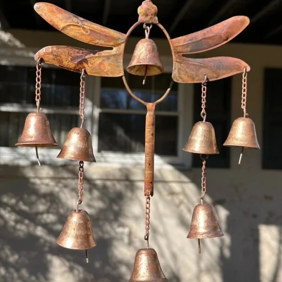 

1PC Dragonfly Wind Chime Metal Retro Art Courtyard Decoration Pendant Making Old Rural Farm Horticultural Decoration Wind Chime