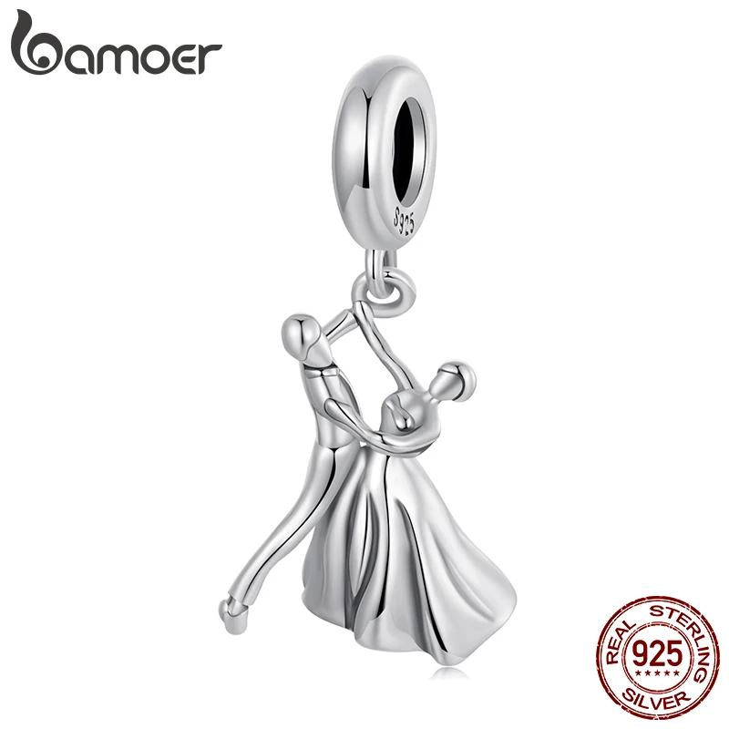 BAMOER Solid 925 Sterling Silver Dancing Couple Charm Pendant fit Original Bracelet Jewelry DIY bamoer Classic Charm SCC2987