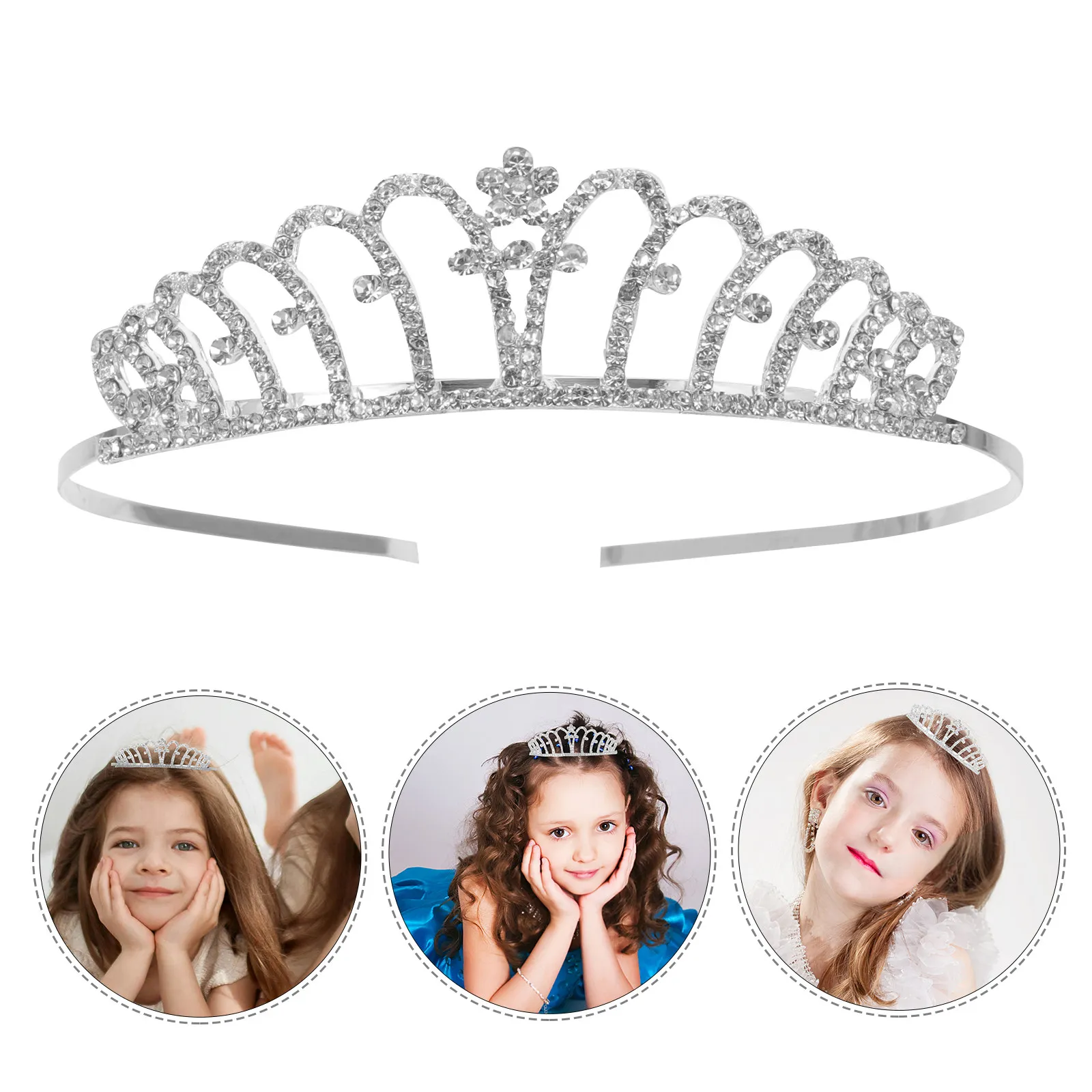 

Детская повязка на голову с короной из страз, тиара для дня рождения, блестящая хрустальная корона, аксессуары для праздничных мероприятий