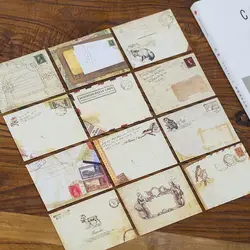 Tarjeta de sobre de estilo europeo, 12 diseños creativos, decoración de colores, sobre, cuaderno, pegatina, suministros de papelería escolar