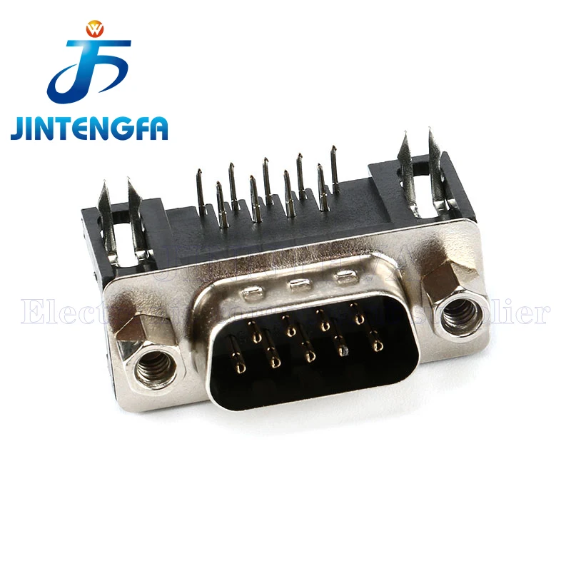 10PCS DB15 DR15 RS232 Black Male Female D-Sub Right Angle Double Row Pins PCB Mount VGA Port Connector Socket With Screw Nuts