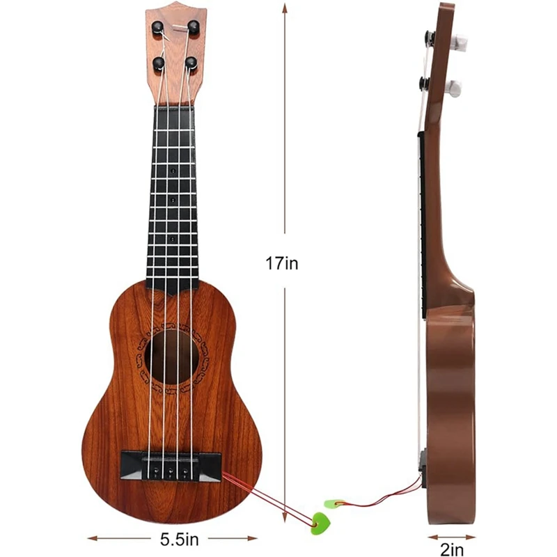 HOT-17In Enfants Ukulele JE4 Cordes Mini JEChildren Instruments De Musique Jouets Avec Médiators Pour Tout-petits Enfants Garçons Bol