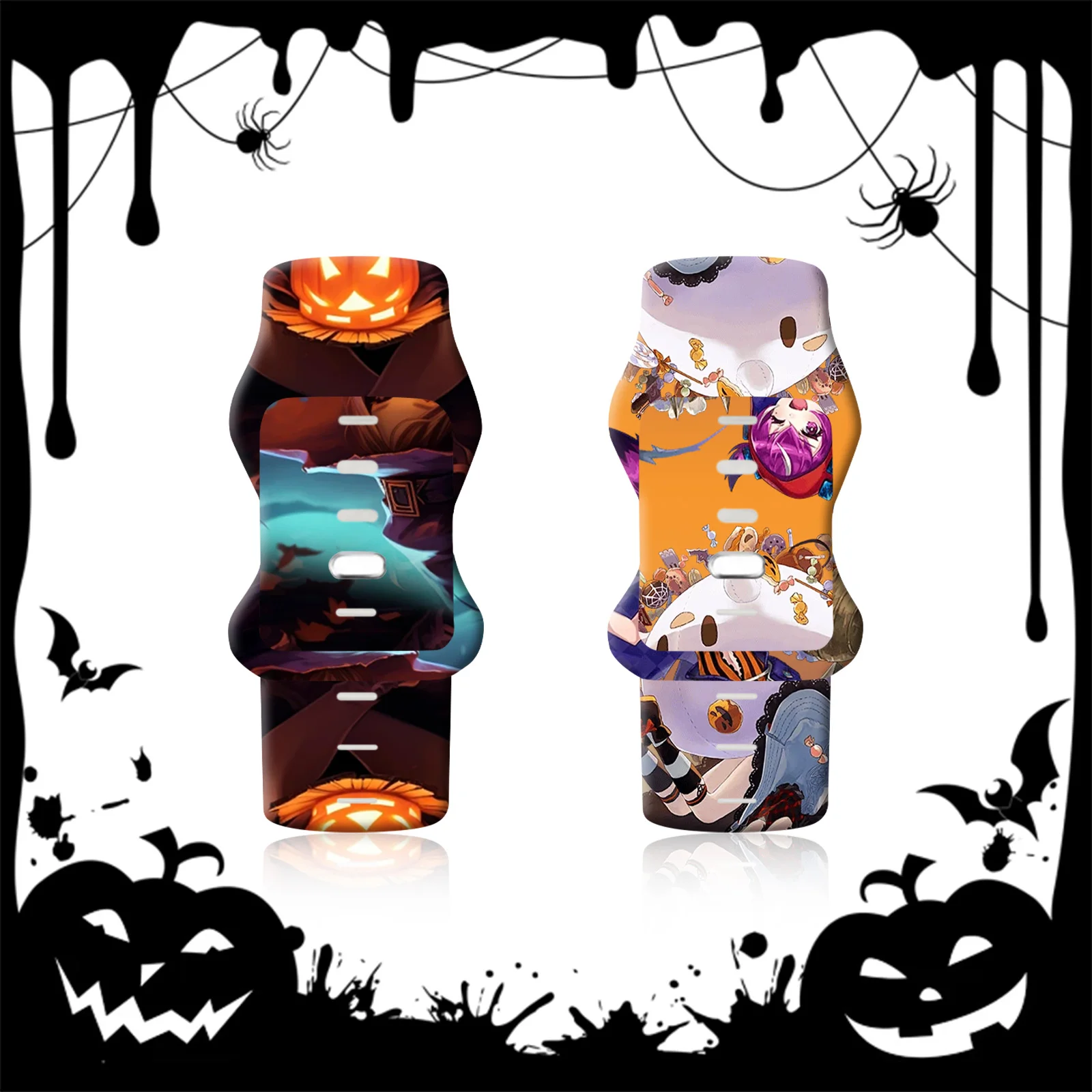 Bracelet en silicone imprimé fête d'Halloween pour Apple Watch, bracelet de sport, bracelet de montre pour iWatch, 9, 8, 7, SE, 6, 45mm, 44mm, 42mm, 41mm