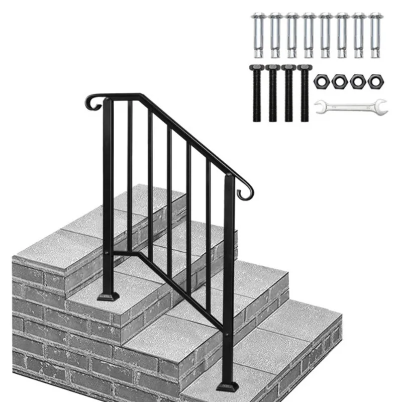 Handrails for Outdoor Steps Fit 2 Steps Outdoor Stair Railing  Porch Railing Transitional Handrails Concrete Steps durability