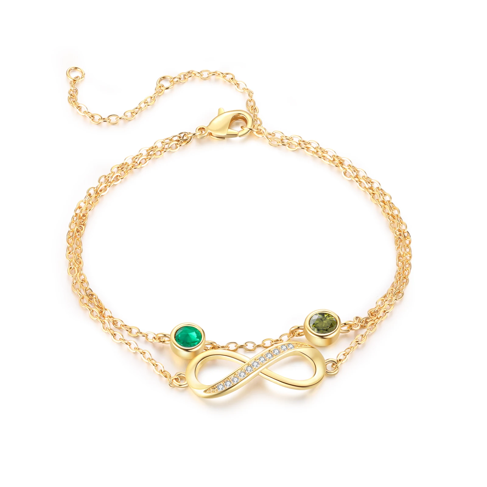 

Personalized Infinity Bracelet with 2-6 Birthstones Gold Color Custom Bracelets for Women Gift for Mother Women Girlfriend