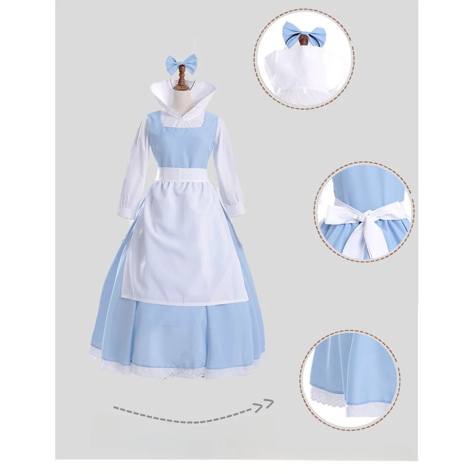 Beau And the Beast Belle Maid Costume Cosplay Outfit Princ Performance loween Lolita COS Abbigliamento Tradizionale da donna...