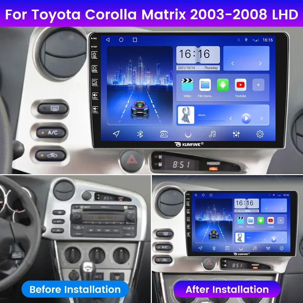 Android Car Radio For Toyota Corolla 2003-2008 Car Stereo 2Din Octa Core GPS Navigation Player IPS Screen Carplay Android Auto