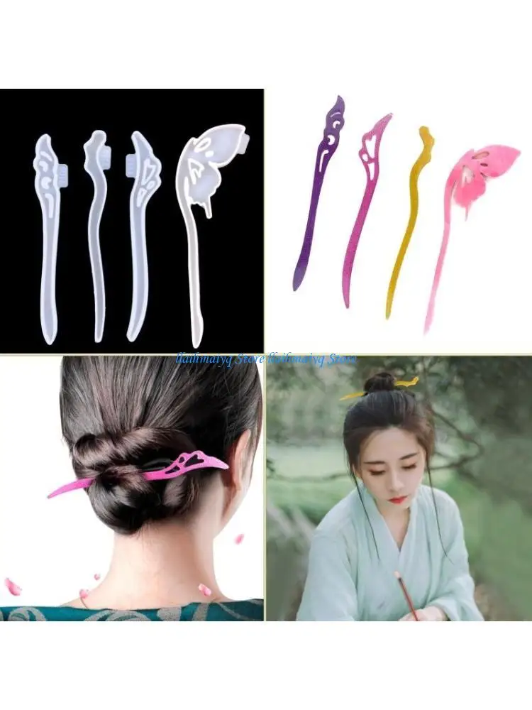 

573B Clear Hairpin Molds Hair Silicone Molds Jewelry Casting Mold for Pendant
