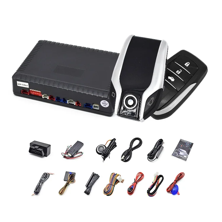 Nuevo control remoto LCD para coche, arranque remoto inteligente, parada, empuje pasivo, sistema de entrada sin llave inteligente, alarmas para coche